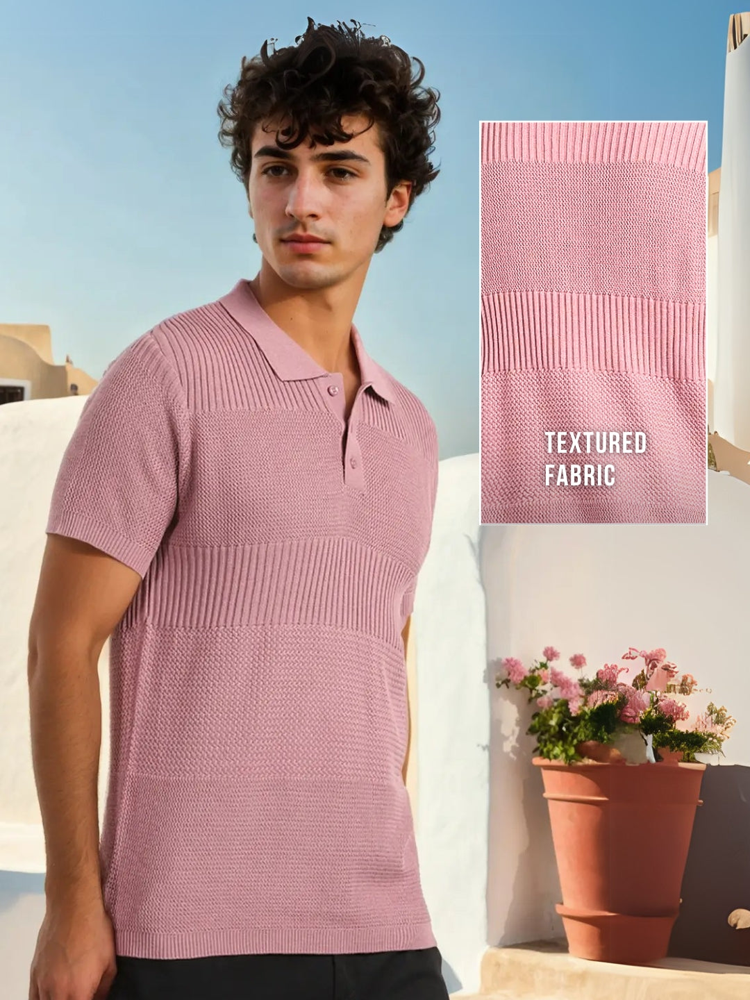 Multi Textured Polo T-Shirt