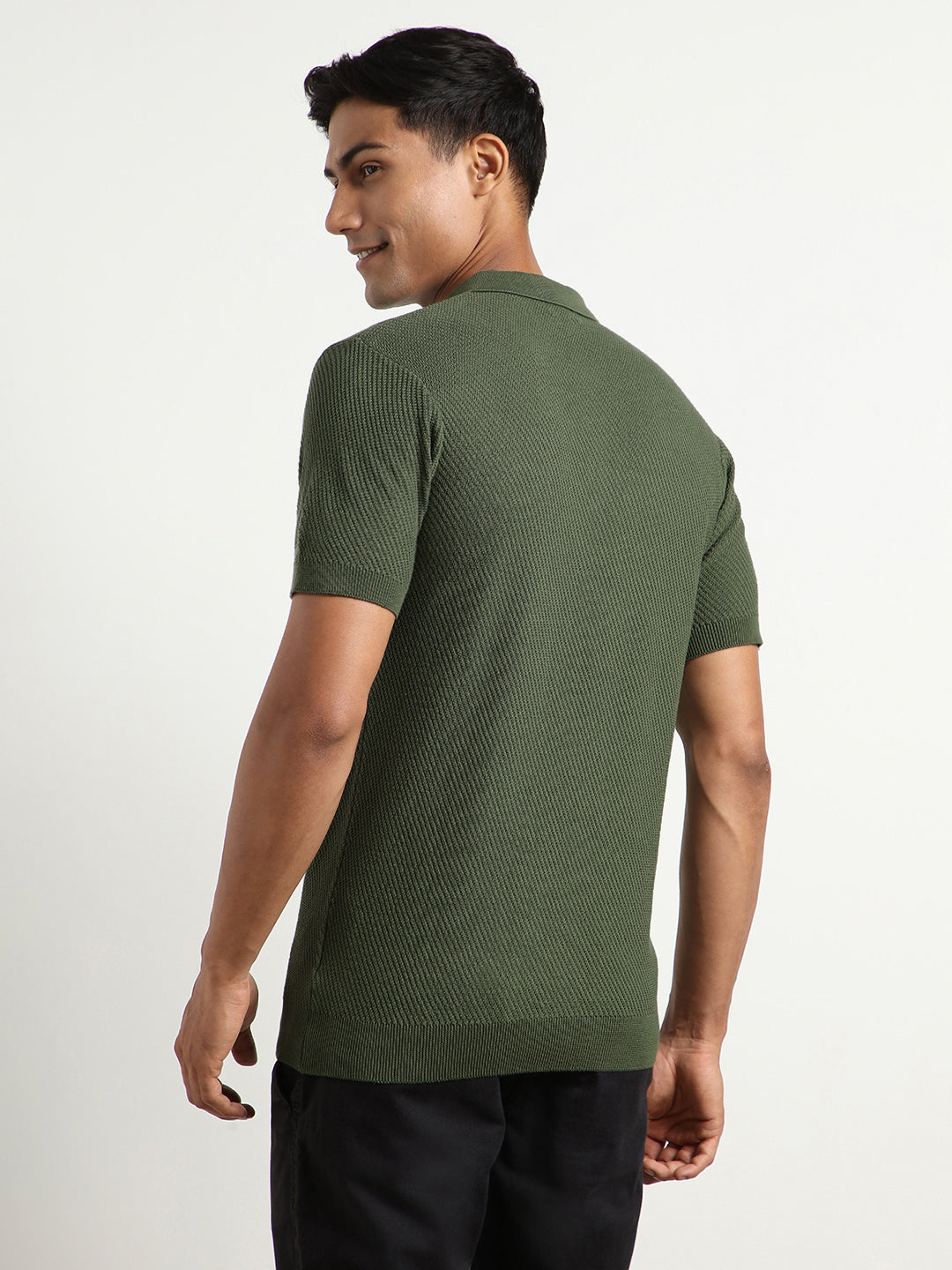 Cascade Zip Textured Polo T-Shirt