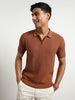 Cascade Zip Textured Polo T-Shirt