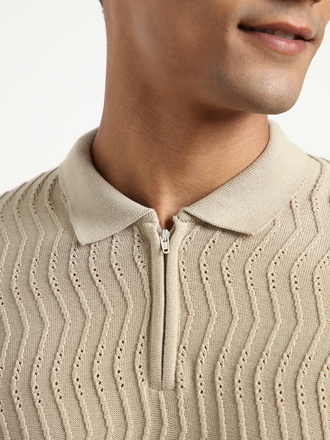 Oceanic Knit Textured Polo Shirts