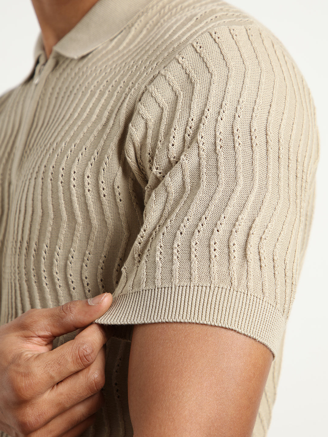 Oceanic Knit Textured Polo Shirts