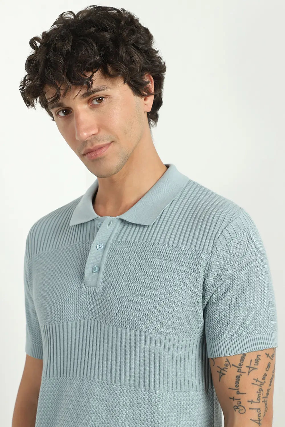 Multi Textured Polo T-Shirt