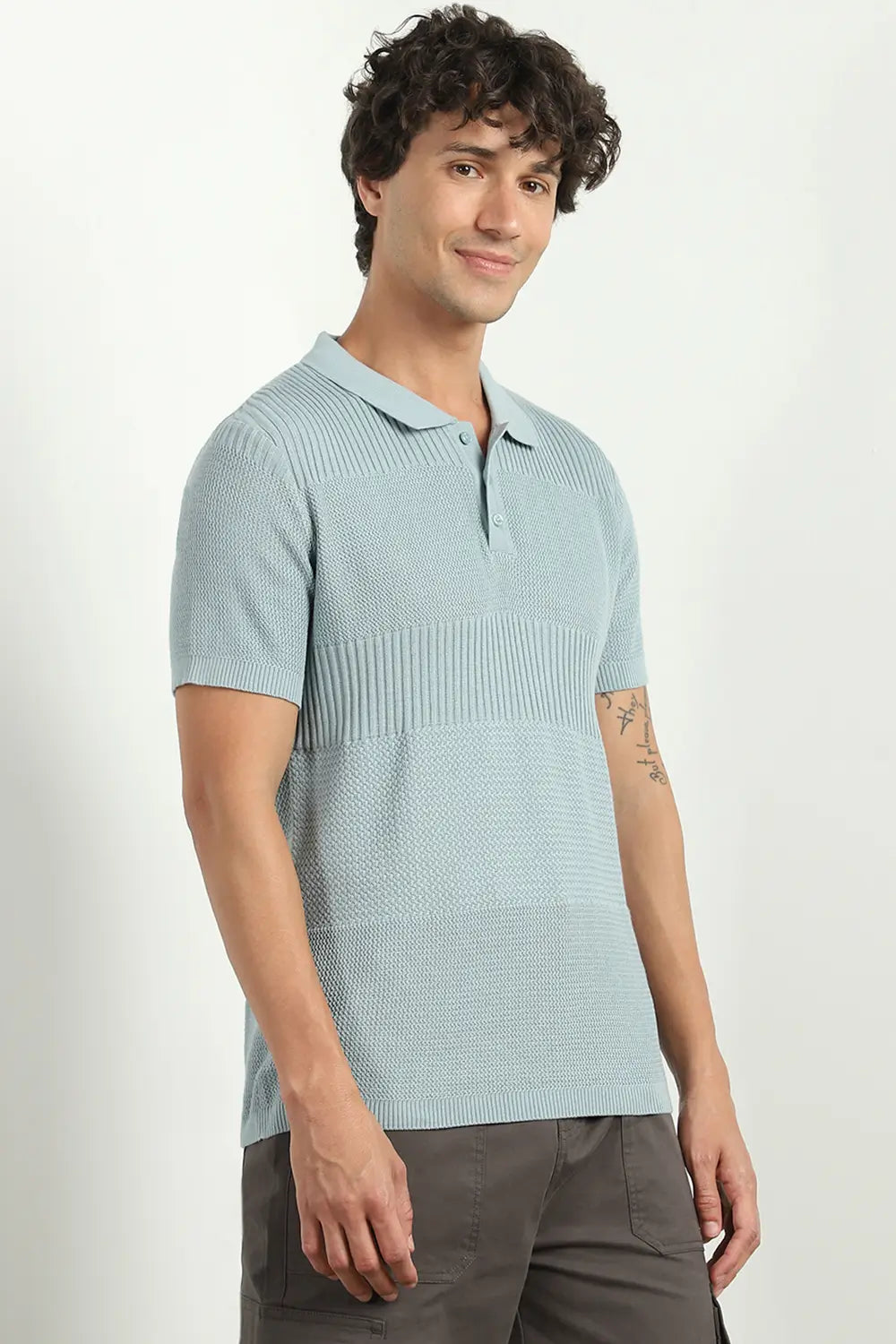 Multi Textured Polo T-Shirt