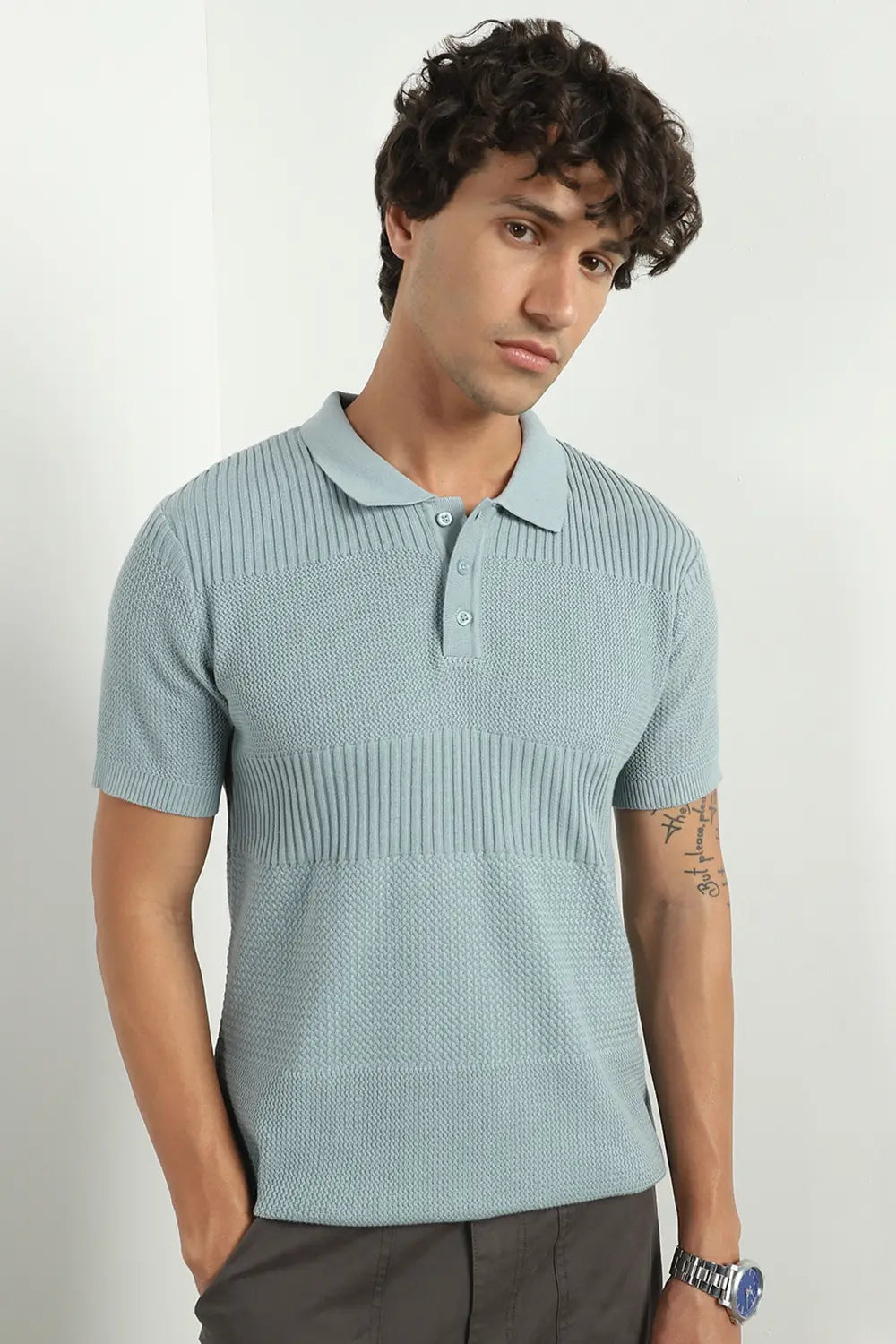 Multi Textured Polo T-Shirt