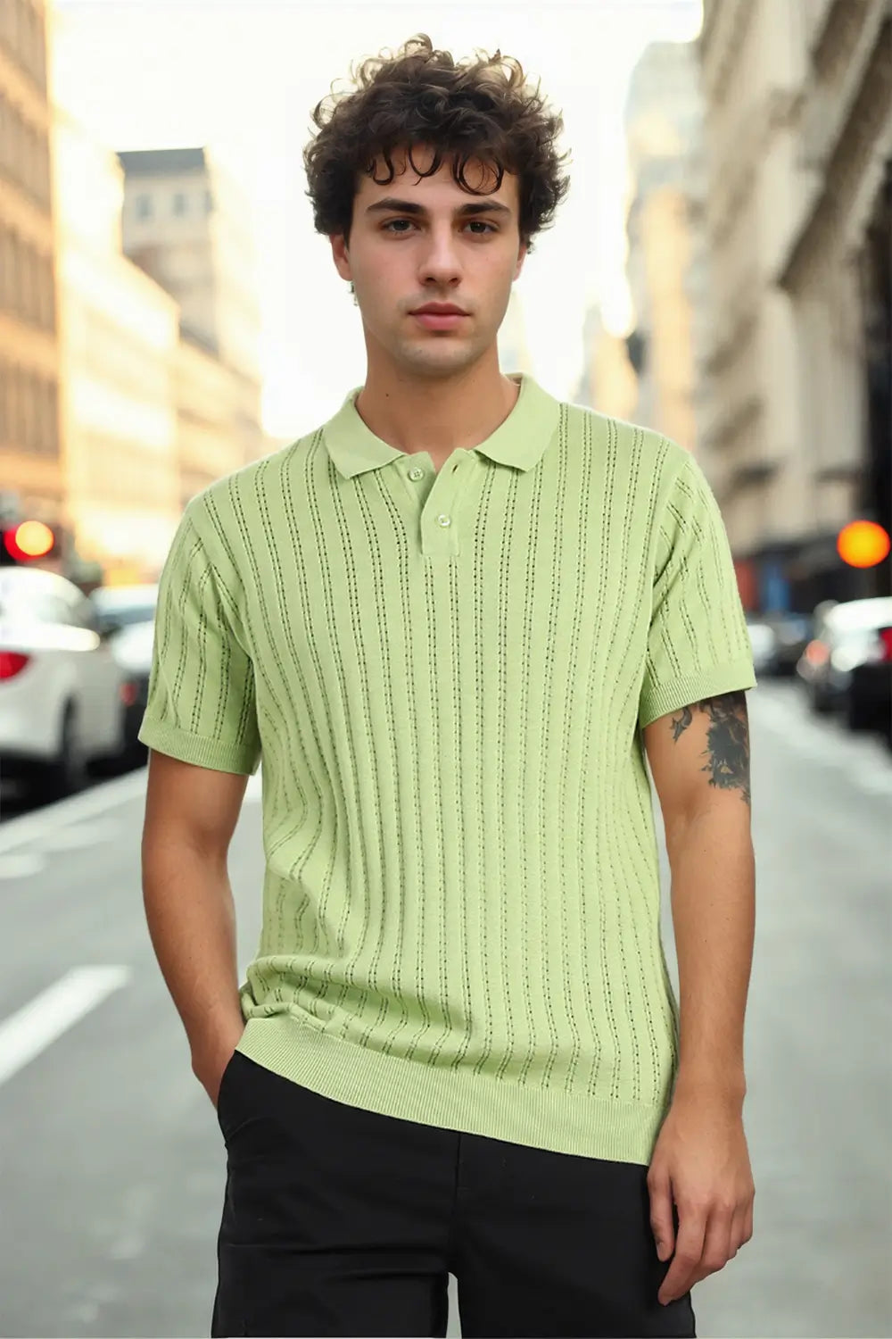 Drop Needle Textured Polo T-Shirt