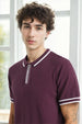 Zip-up Textured Polo T-Shirt