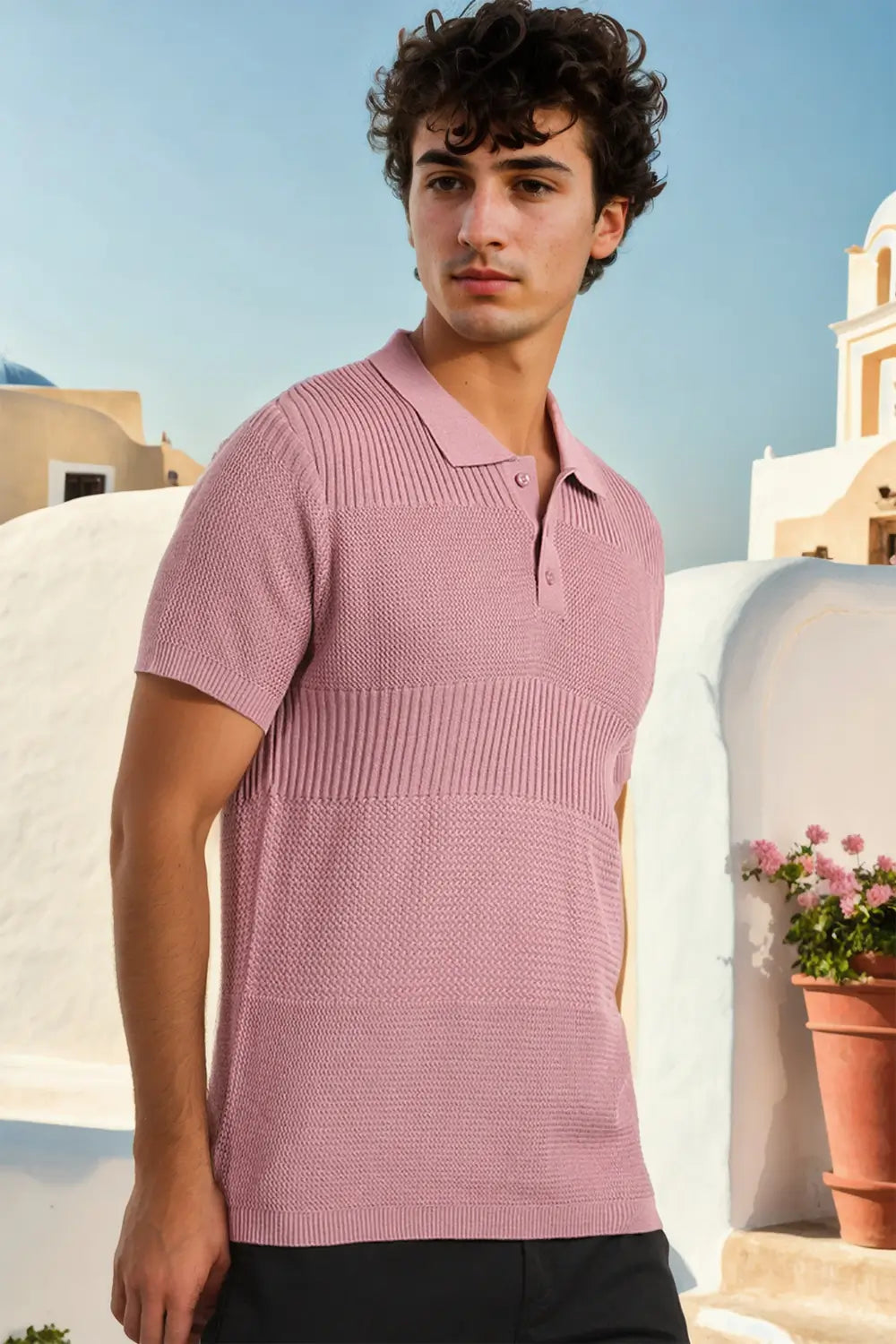 Multi Textured Polo T-Shirt