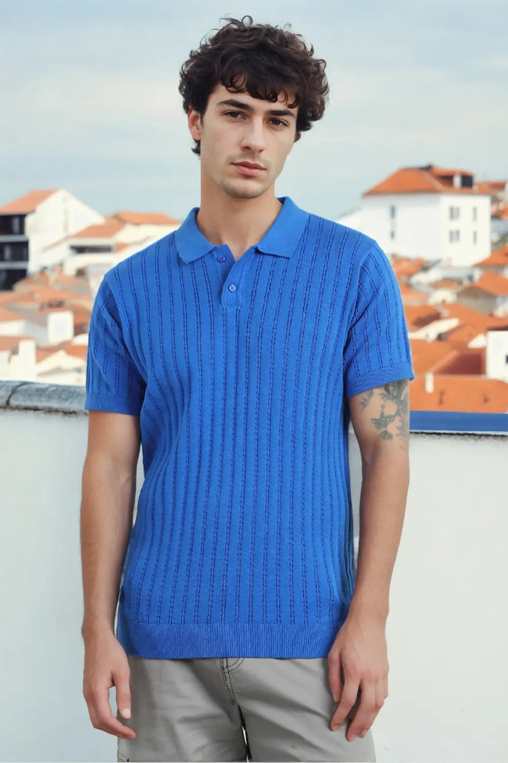 Drop Needle Textured Polo T-Shirt