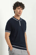 Zip-up Textured Polo T-Shirt