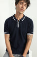 Zip-up Textured Polo T-Shirt