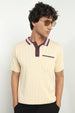 Contrast Collar Textured Polo T-Shirt