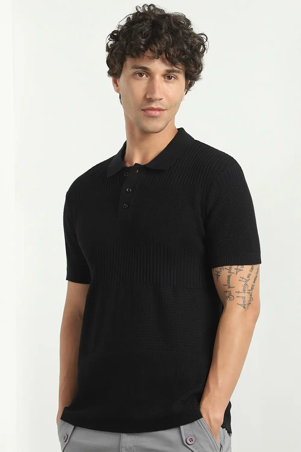 Multi Textured Polo T-Shirt