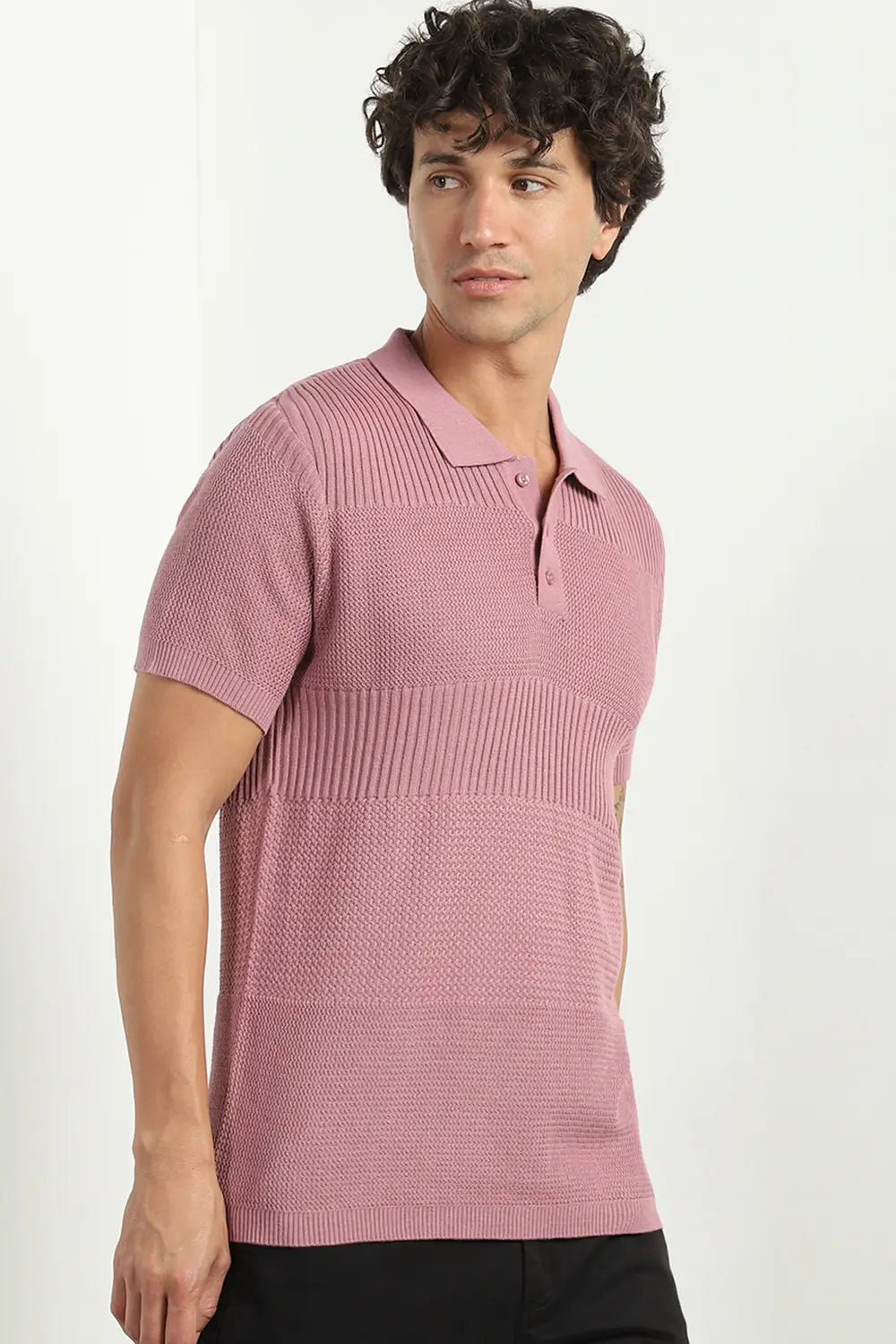 Multi Textured Polo T-Shirt