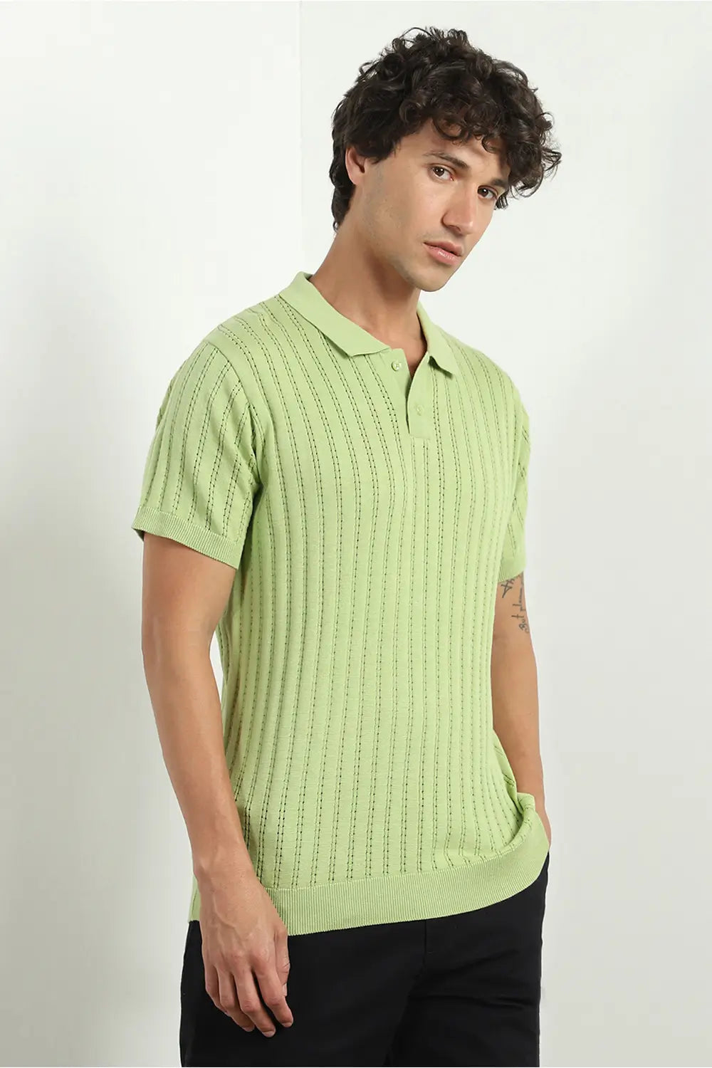 Drop Needle Textured Polo T-Shirt