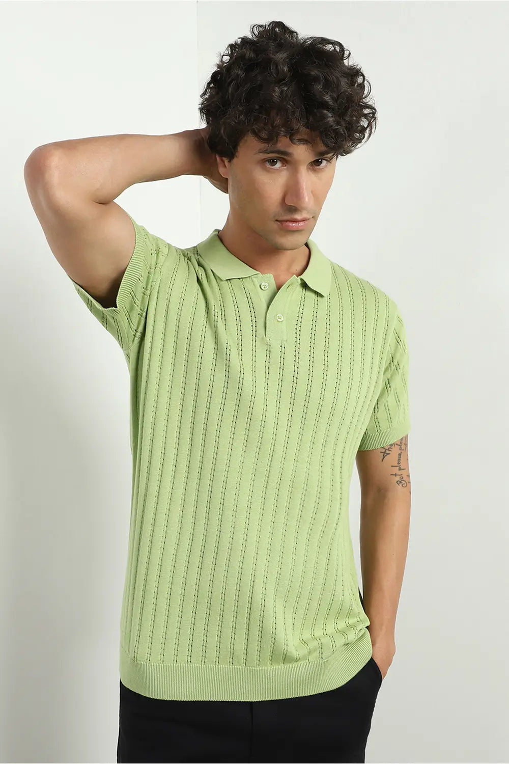 Drop Needle Textured Polo T-Shirt