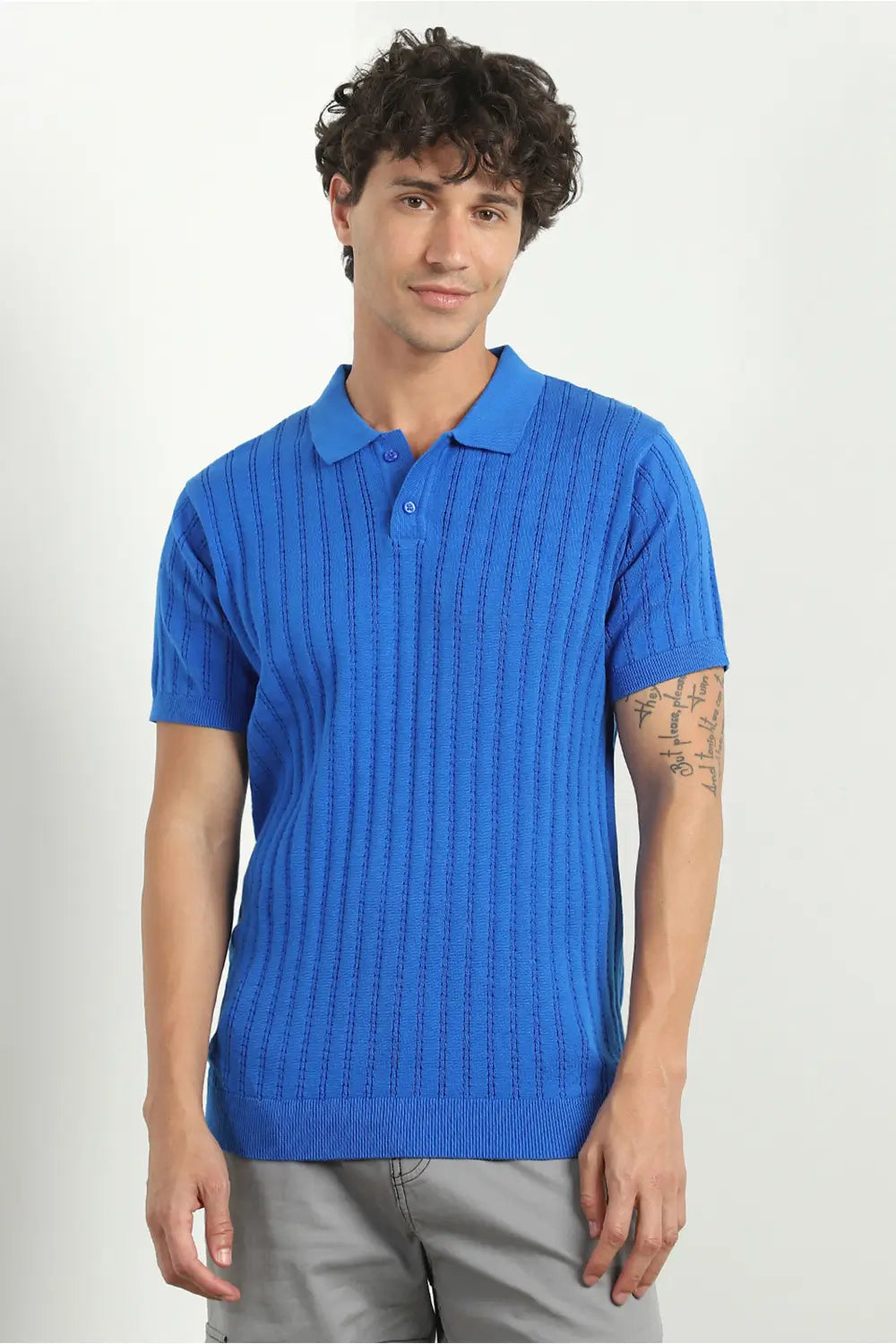 Drop Needle Textured Polo T-Shirt