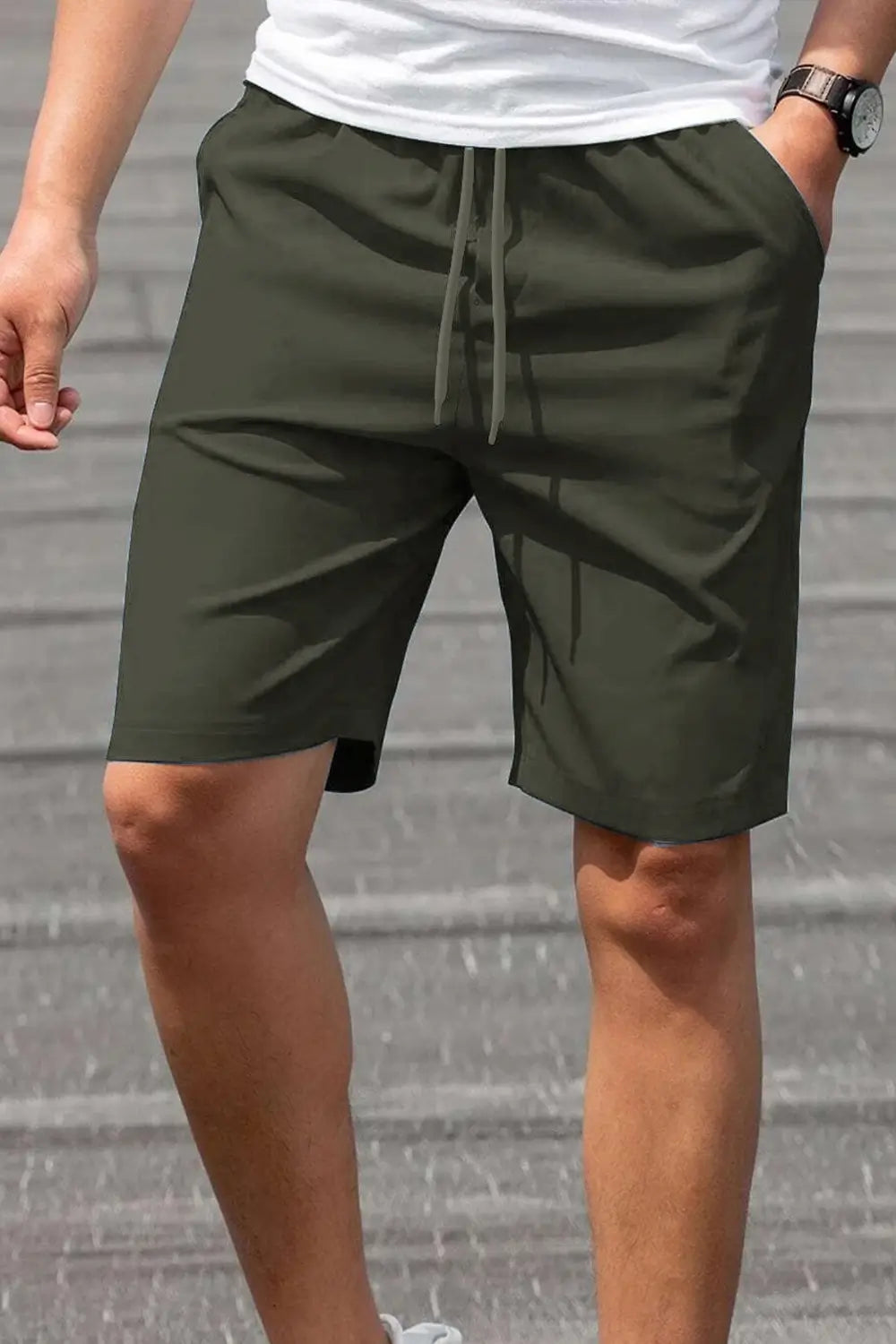 Olive Green Zip Pocket Shorts